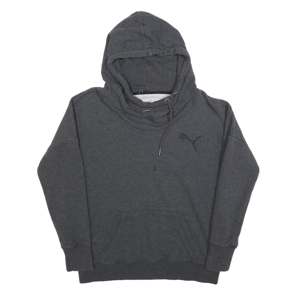 PUMA Womens Grey Hoodie UK 14 Cotton Blend Pullover Casual Sweatshirt