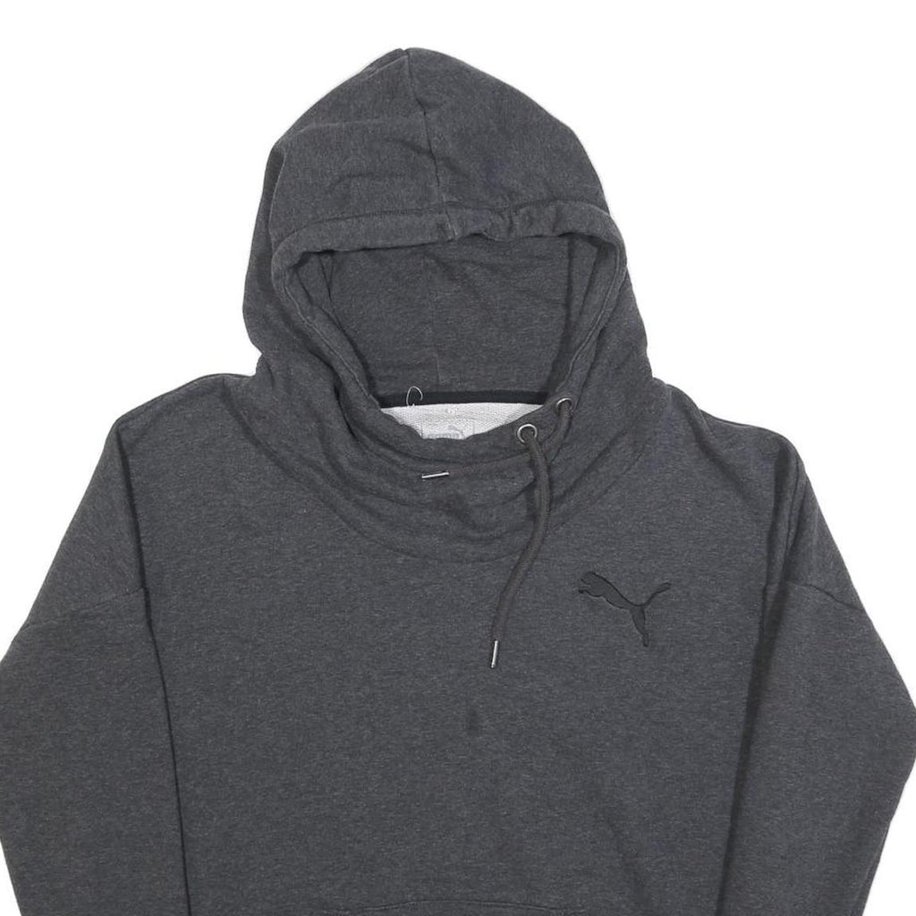 PUMA Womens Grey Hoodie UK 14 Cotton Blend Pullover Casual Sweatshirt