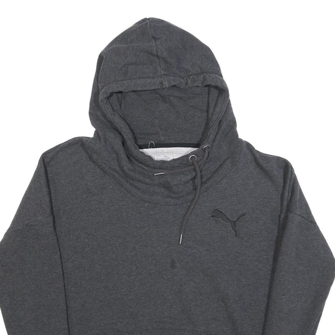 PUMA Womens Grey Hoodie UK 14 Cotton Blend Pullover Casual Sweatshirt