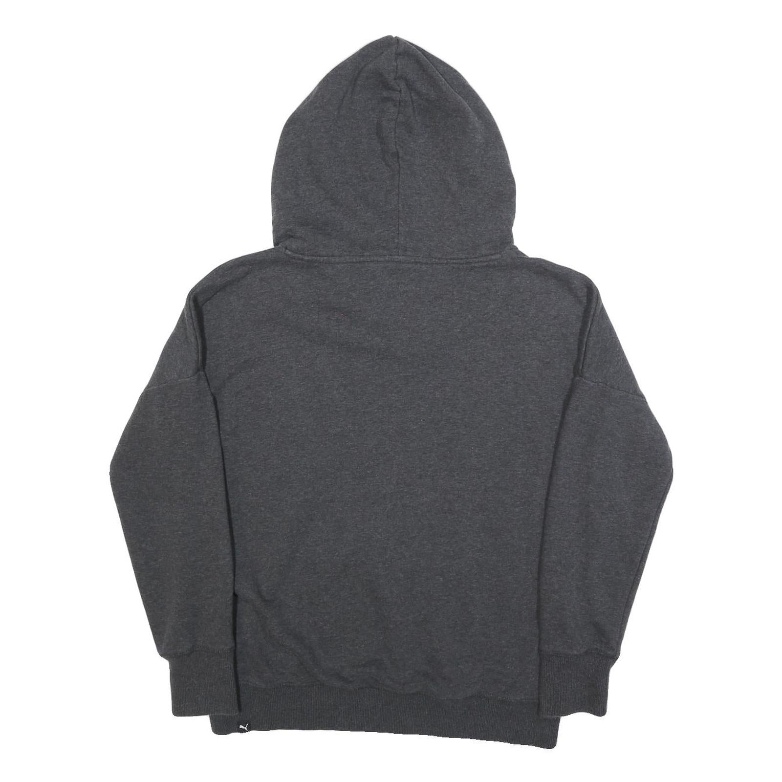 PUMA Womens Grey Hoodie UK 14 Cotton Blend Pullover Casual Sweatshirt