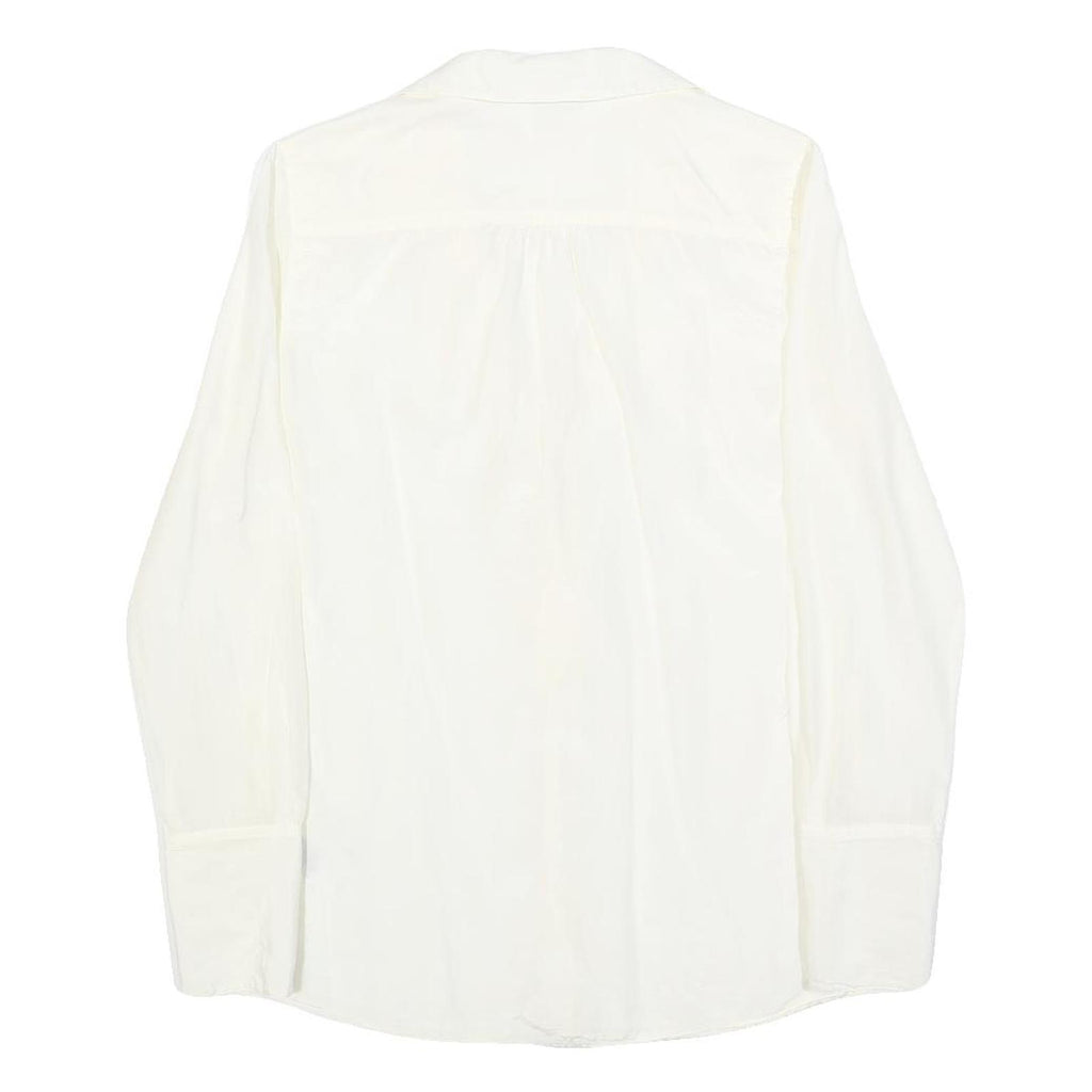 TOMMY HILFIGER Womens White Silk Blend Ruffle Shirt Long Sleeve Collared S