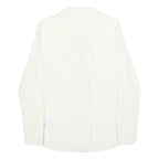 TOMMY HILFIGER Womens White Silk Blend Ruffle Shirt Long Sleeve Collared S