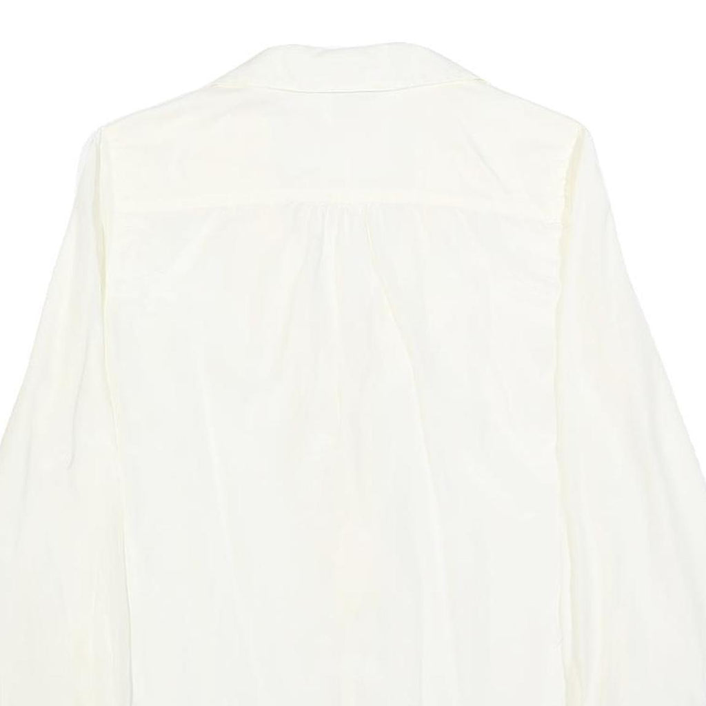 TOMMY HILFIGER Womens White Silk Blend Ruffle Shirt Long Sleeve Collared S