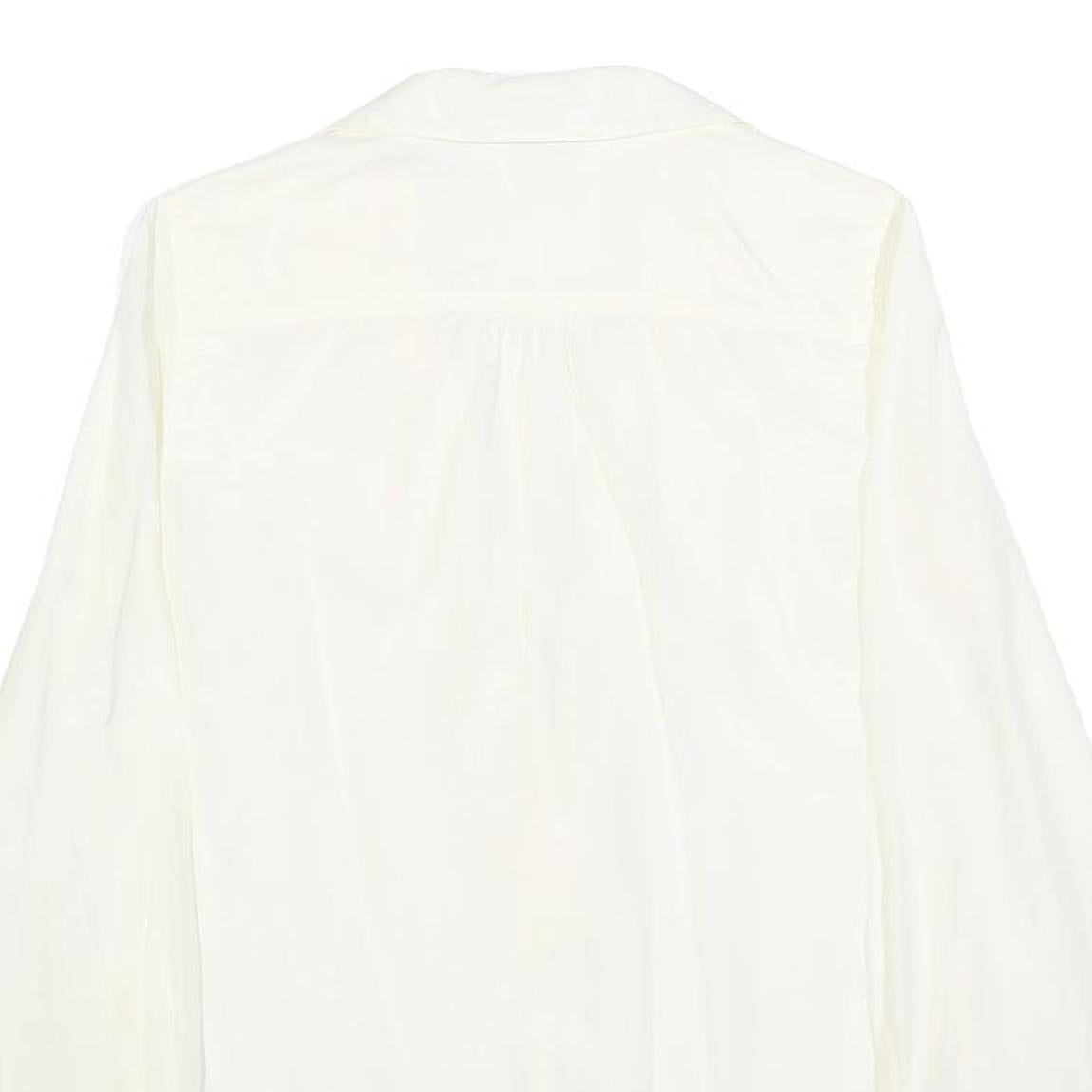 TOMMY HILFIGER Womens White Silk Blend Ruffle Shirt Long Sleeve Collared S