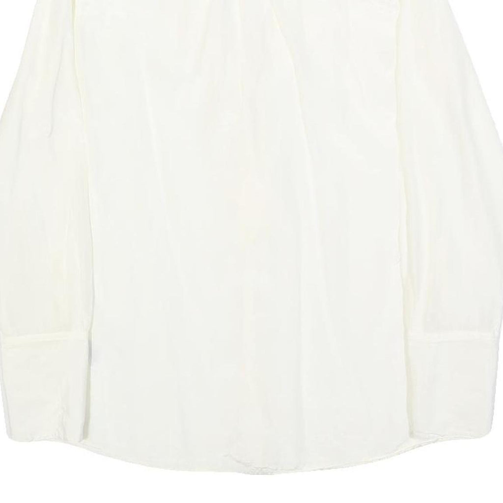 TOMMY HILFIGER Womens White Silk Blend Ruffle Shirt Long Sleeve Collared S