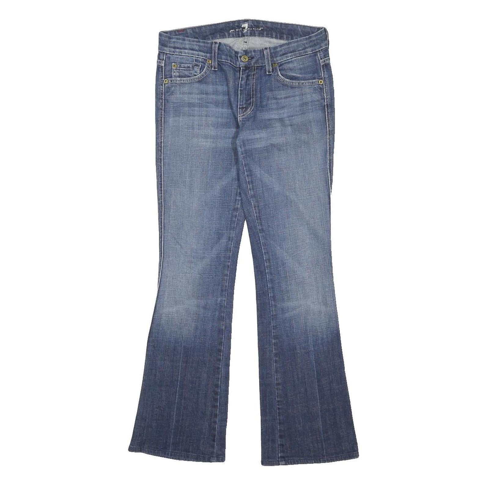 7 FOR ALL MANKIND Womens Blue Regular Fit Flared Denim Light Wash Jeans W27 L30
