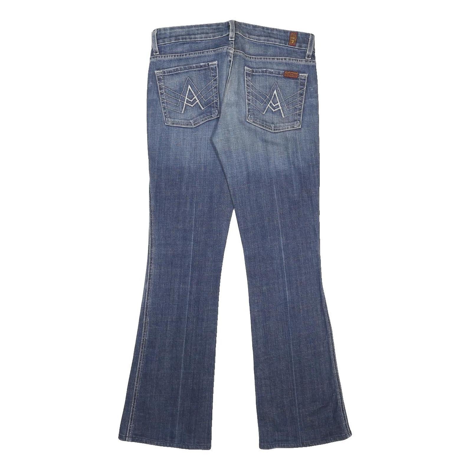 7 FOR ALL MANKIND Womens Blue Regular Fit Flared Denim Light Wash Jeans W27 L30