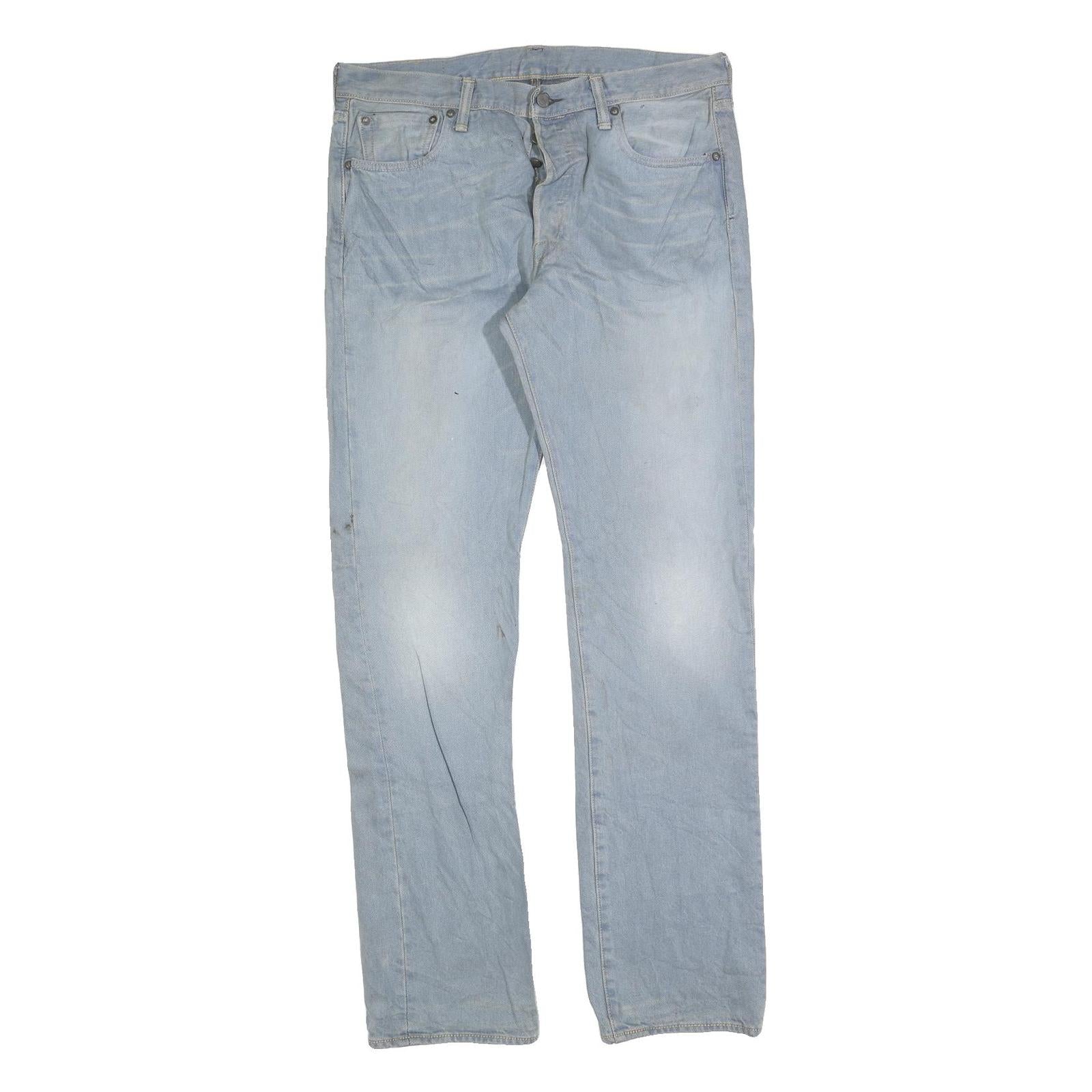 LEVI'S 501 Mens Jeans Blue Regular Straight Denim Light W37 L34 Classic Design