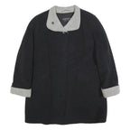 CHRISTIAN Womens Black & Grey Wool Blend Button Jacket XL Wool Blend Classic