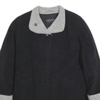 CHRISTIAN Womens Black & Grey Wool Blend Button Jacket XL Wool Blend Classic