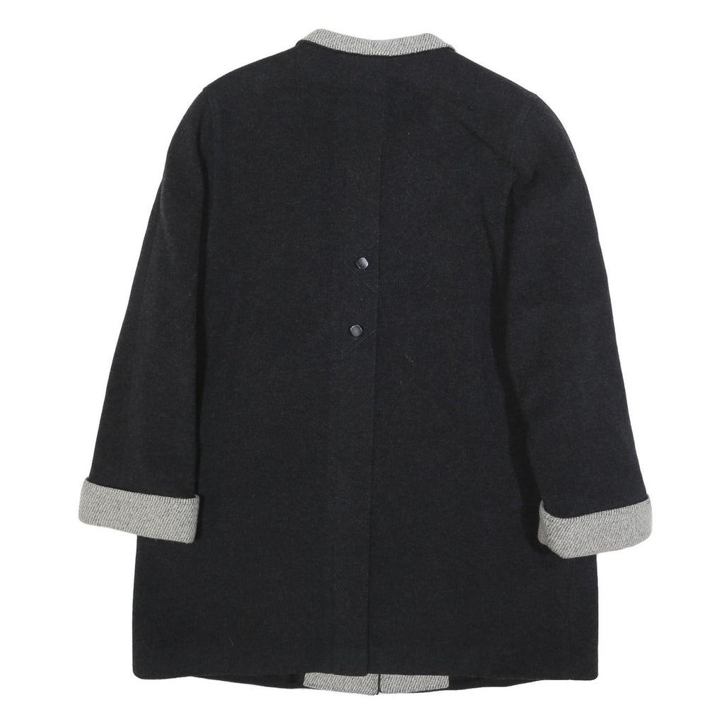 CHRISTIAN Womens Black & Grey Wool Blend Button Jacket XL Wool Blend Classic