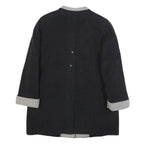 CHRISTIAN Womens Black & Grey Wool Blend Button Jacket XL Wool Blend Classic