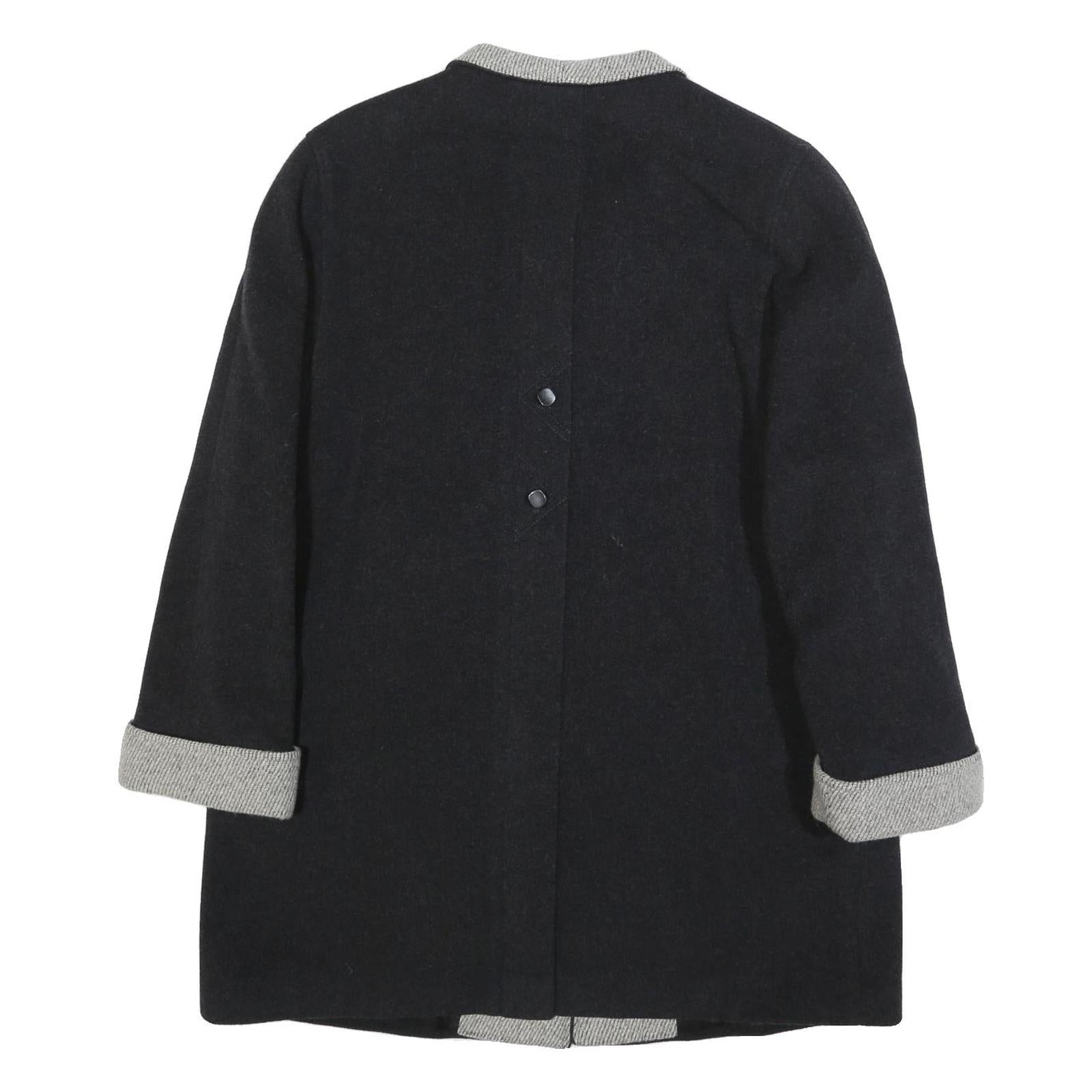 CHRISTIAN Womens Black & Grey Wool Blend Button Jacket XL Wool Blend Classic