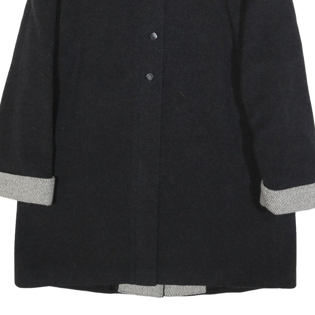 CHRISTIAN Womens Black & Grey Wool Blend Button Jacket XL Wool Blend Classic