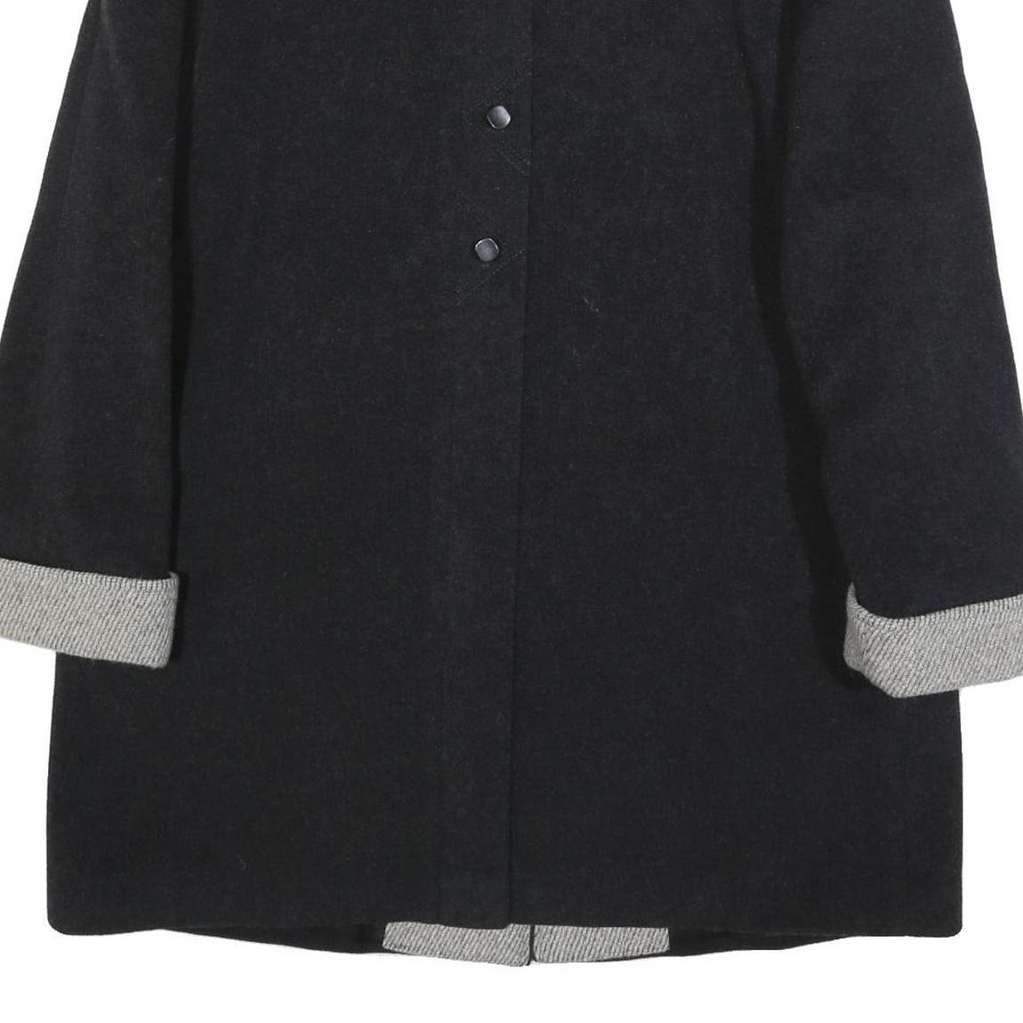 CHRISTIAN Womens Black & Grey Wool Blend Button Jacket XL Wool Blend Classic