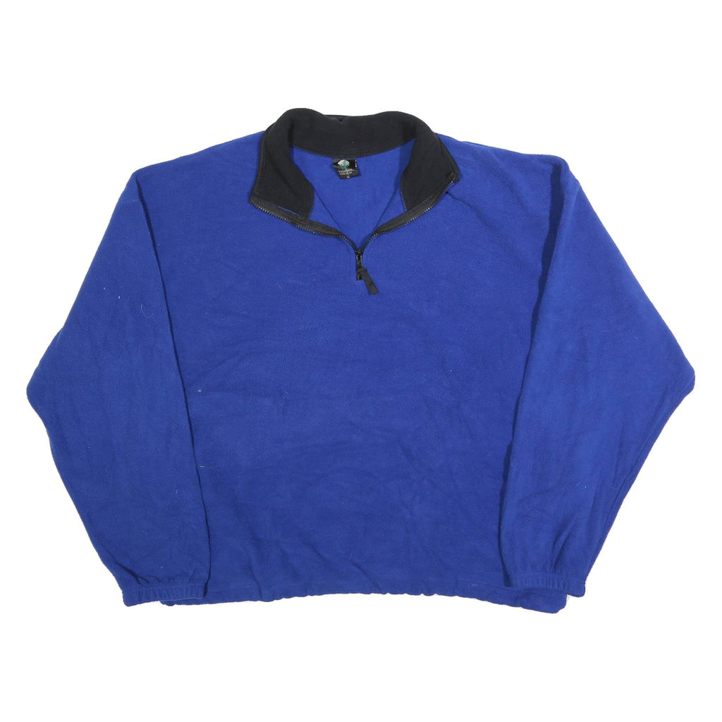 TIMBERWEAR Mens Blue & Black Pullover Plain 1/4 Zip Jumper Polyester XL Relaxed