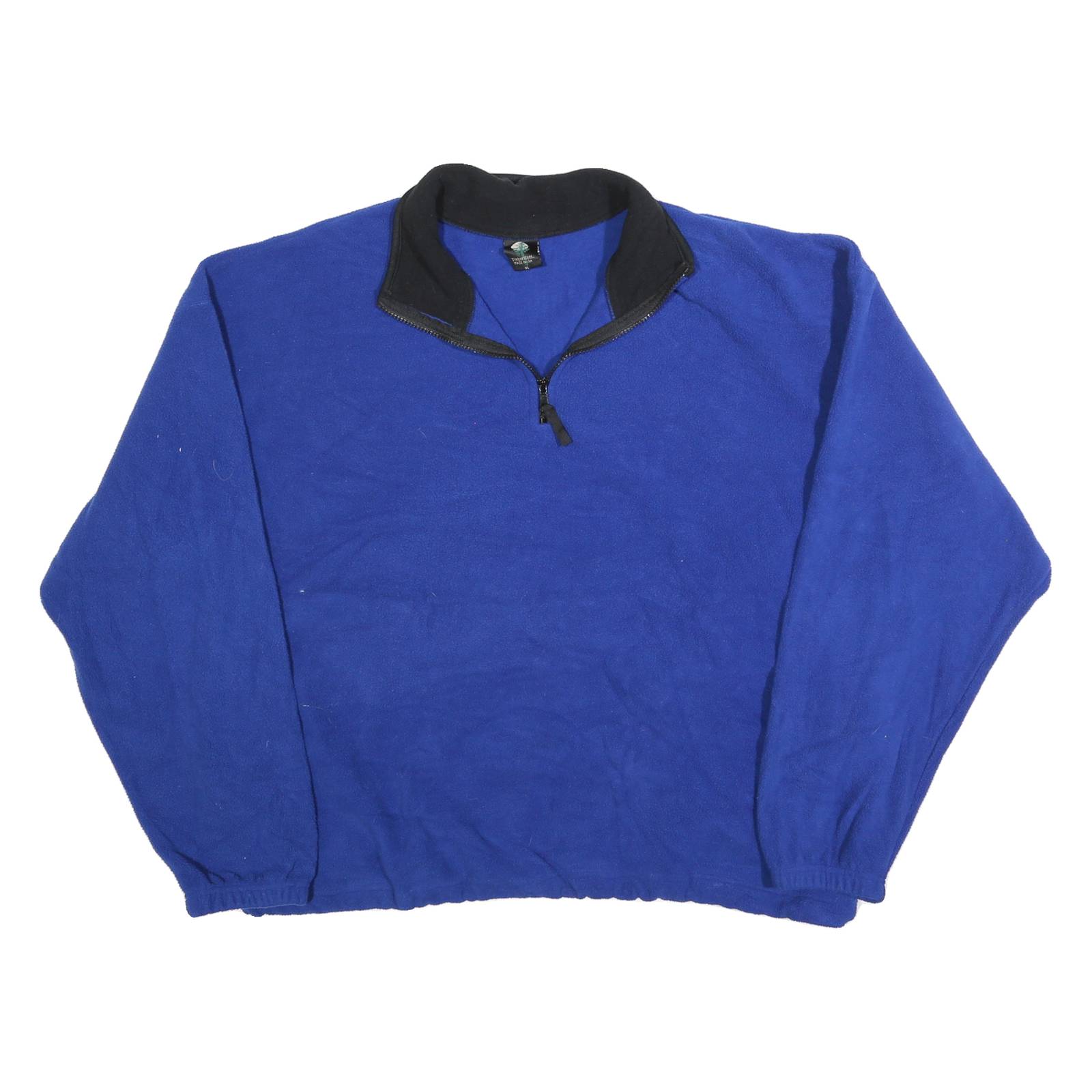 TIMBERWEAR Mens Blue & Black Pullover Plain 1/4 Zip Jumper Polyester XL Relaxed
