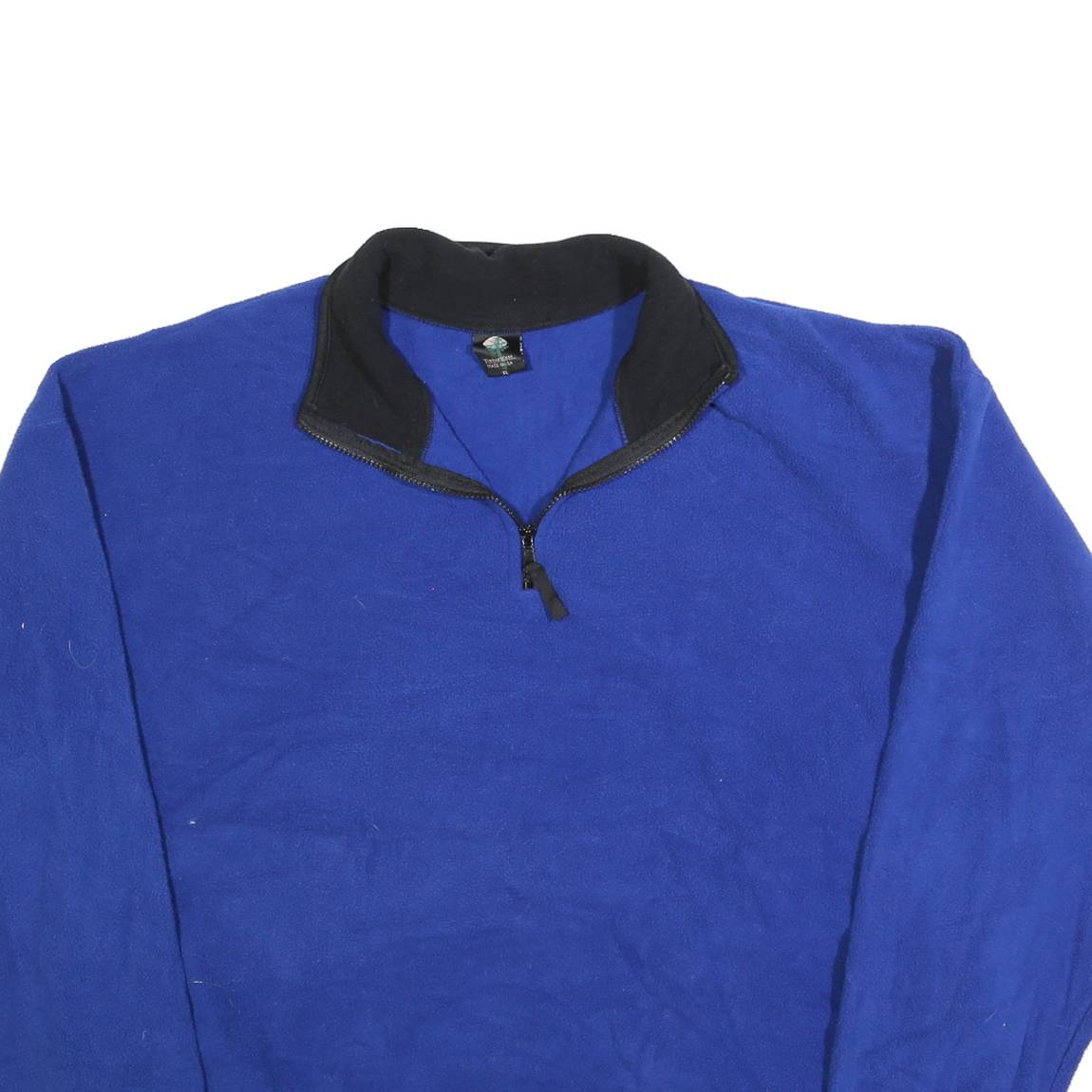TIMBERWEAR Mens Blue & Black Pullover Plain 1/4 Zip Jumper Polyester XL Relaxed