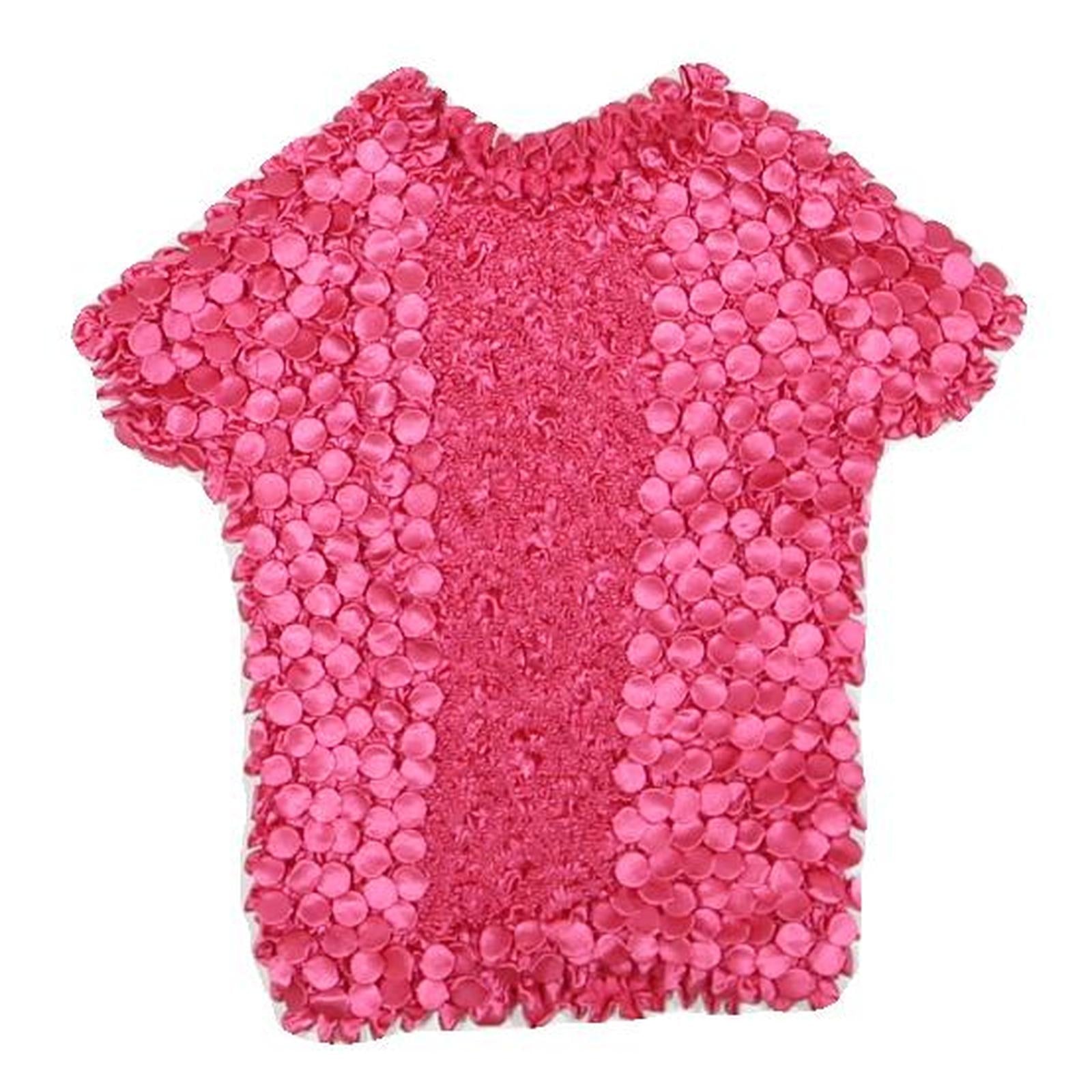 Womens Pink Basic Short Sleeve Round Neck Textured Top S