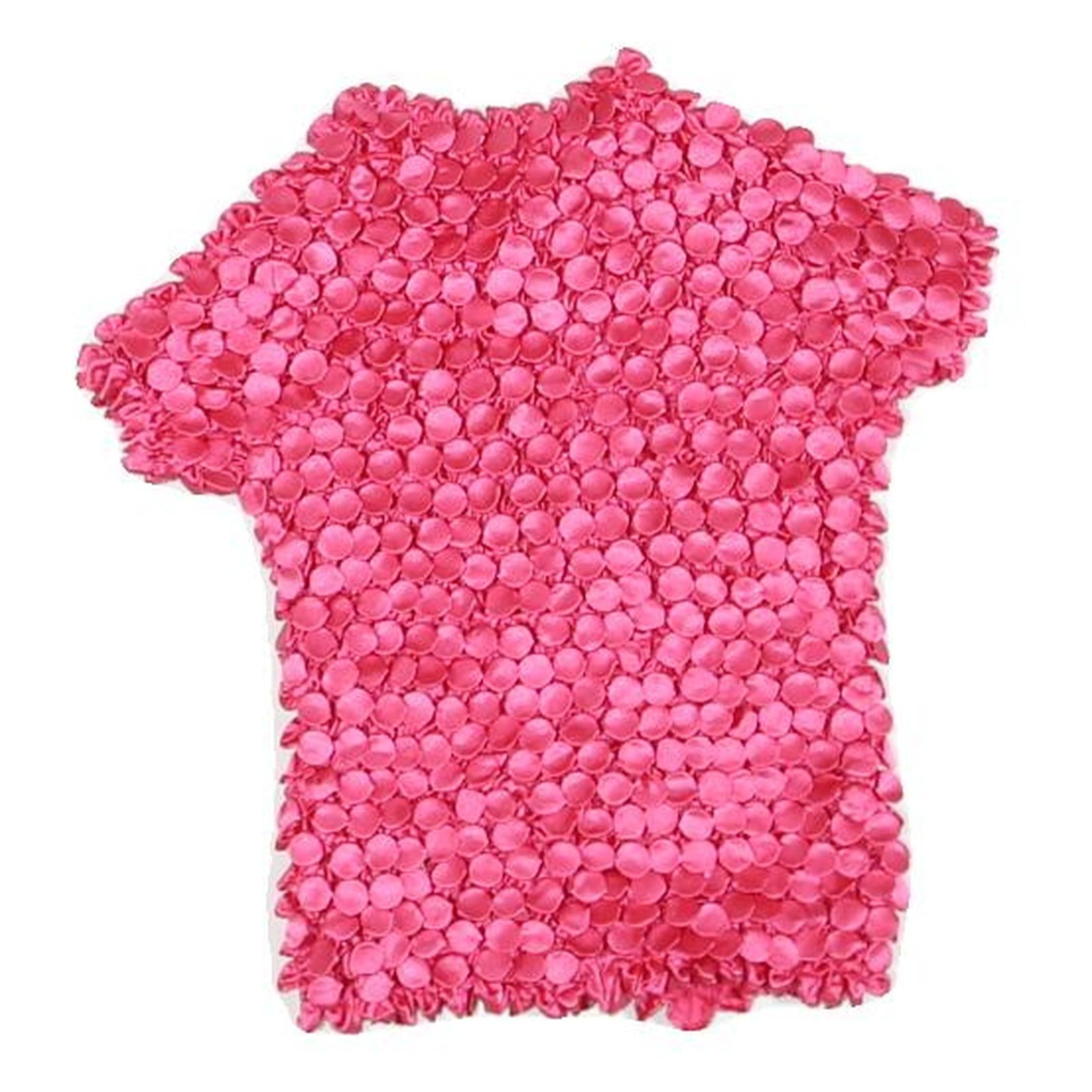 Womens Pink Basic Short Sleeve Round Neck Textured Top S