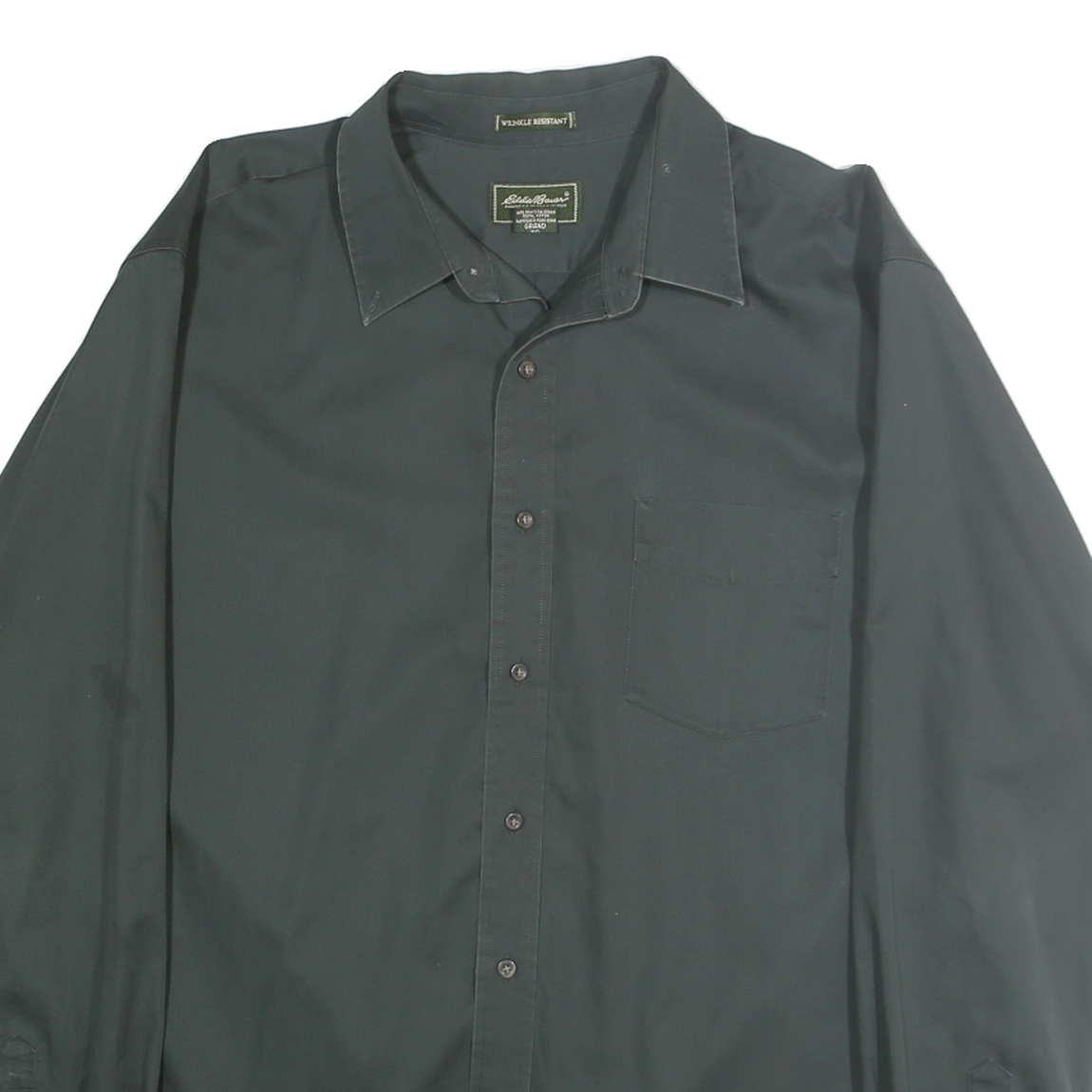 EDDIE BAUER Mens Black Plain Shirt 2XL Long Sleeve Button-Down Formal Casual