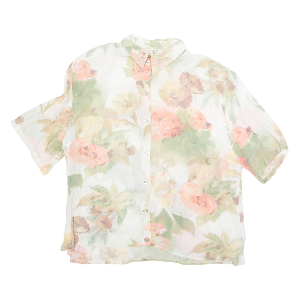 Sheer Womens Printed Blouse Pink Floral 2XL