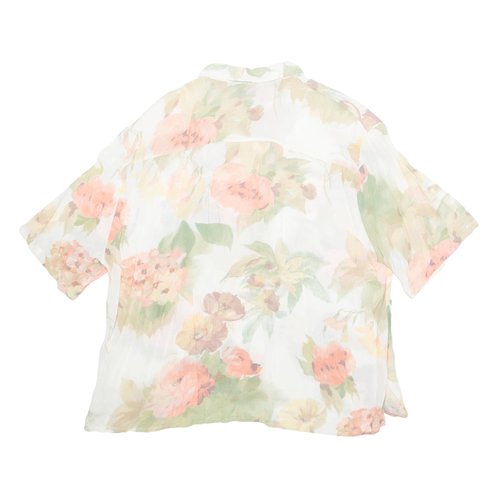 Sheer Womens Printed Blouse Pink Floral 2XL