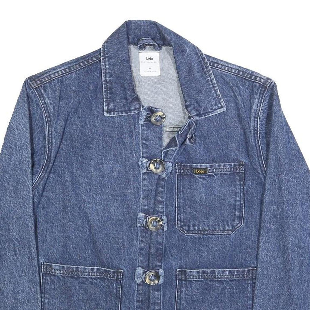 LOIS Womens Blue Denim Jacket XS Cotton Button Plain Casual Classic Fit