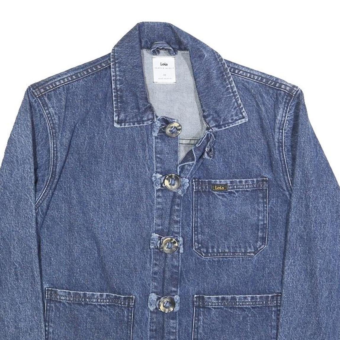 LOIS Womens Blue Denim Jacket XS Cotton Button Plain Casual Classic Fit