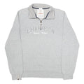 CHAMPION Mens Grey 1/4 Zip L Cotton Blend Pullover Sweatshirt Champion Logo