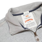 CHAMPION Mens Grey 1/4 Zip L Cotton Blend Pullover Sweatshirt Champion Logo