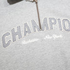 CHAMPION Mens Grey 1/4 Zip L Cotton Blend Pullover Sweatshirt Champion Logo