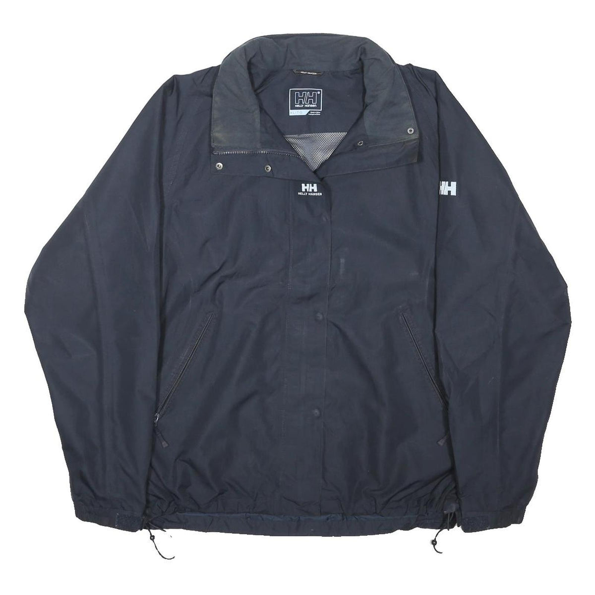HELLY HANSEN Womens Navy Blue Outdoor Jacket XL Polyester Blend Zip Plain