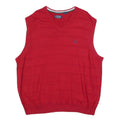 CHAPS Mens Red Patterned Jumper V-Neck Basic Knit 2XL Sleeveless Cotton Blend