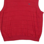 CHAPS Mens Red Patterned Jumper V-Neck Basic Knit 2XL Sleeveless Cotton Blend