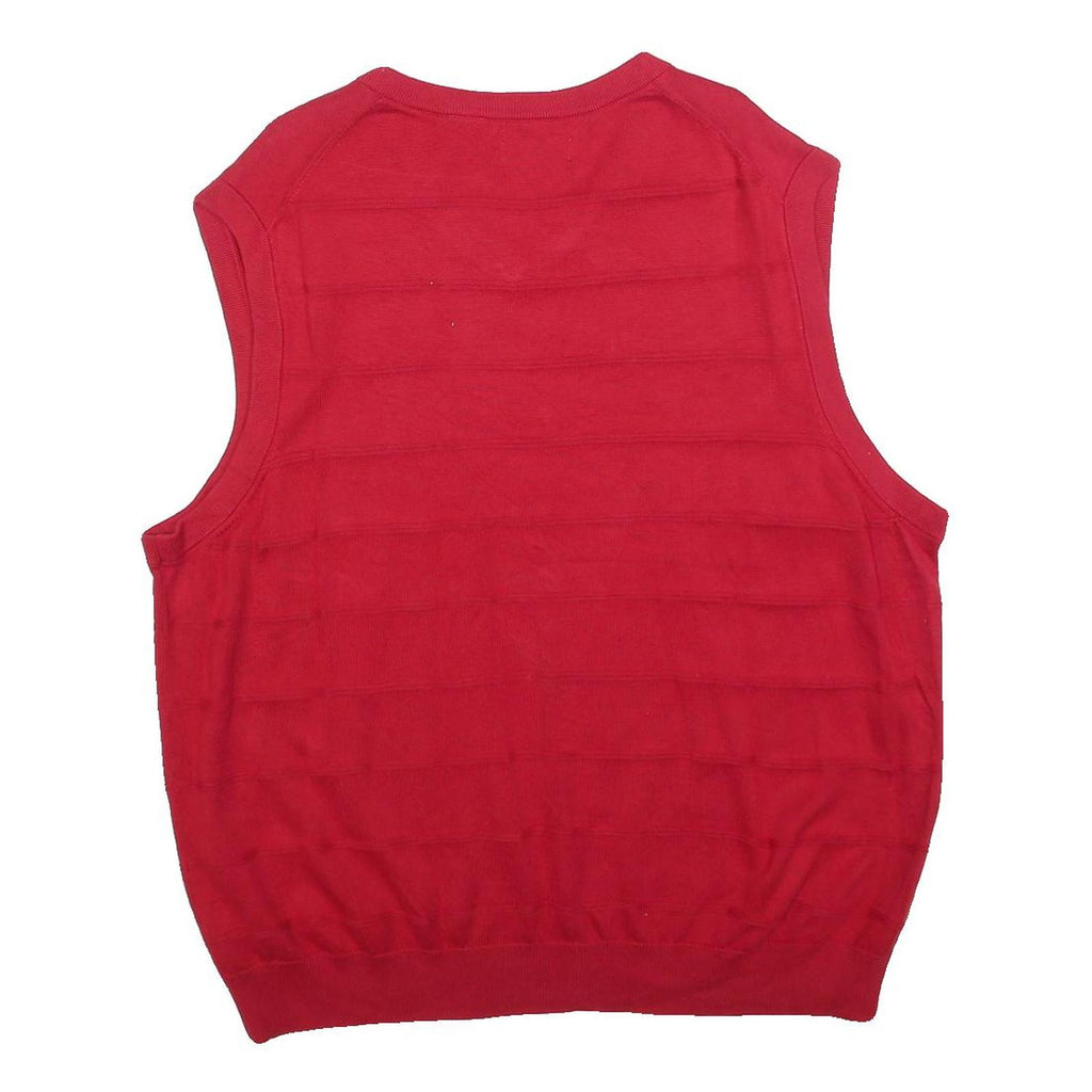 CHAPS Mens Red Patterned Jumper V-Neck Basic Knit 2XL Sleeveless Cotton Blend