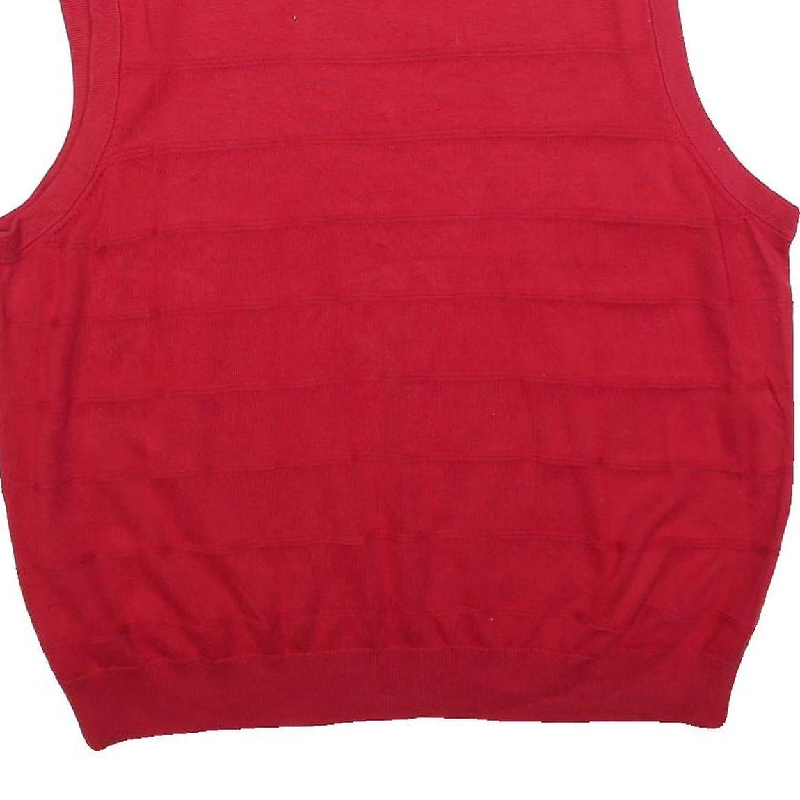 CHAPS Mens Red Patterned Jumper V-Neck Basic Knit 2XL Sleeveless Cotton Blend