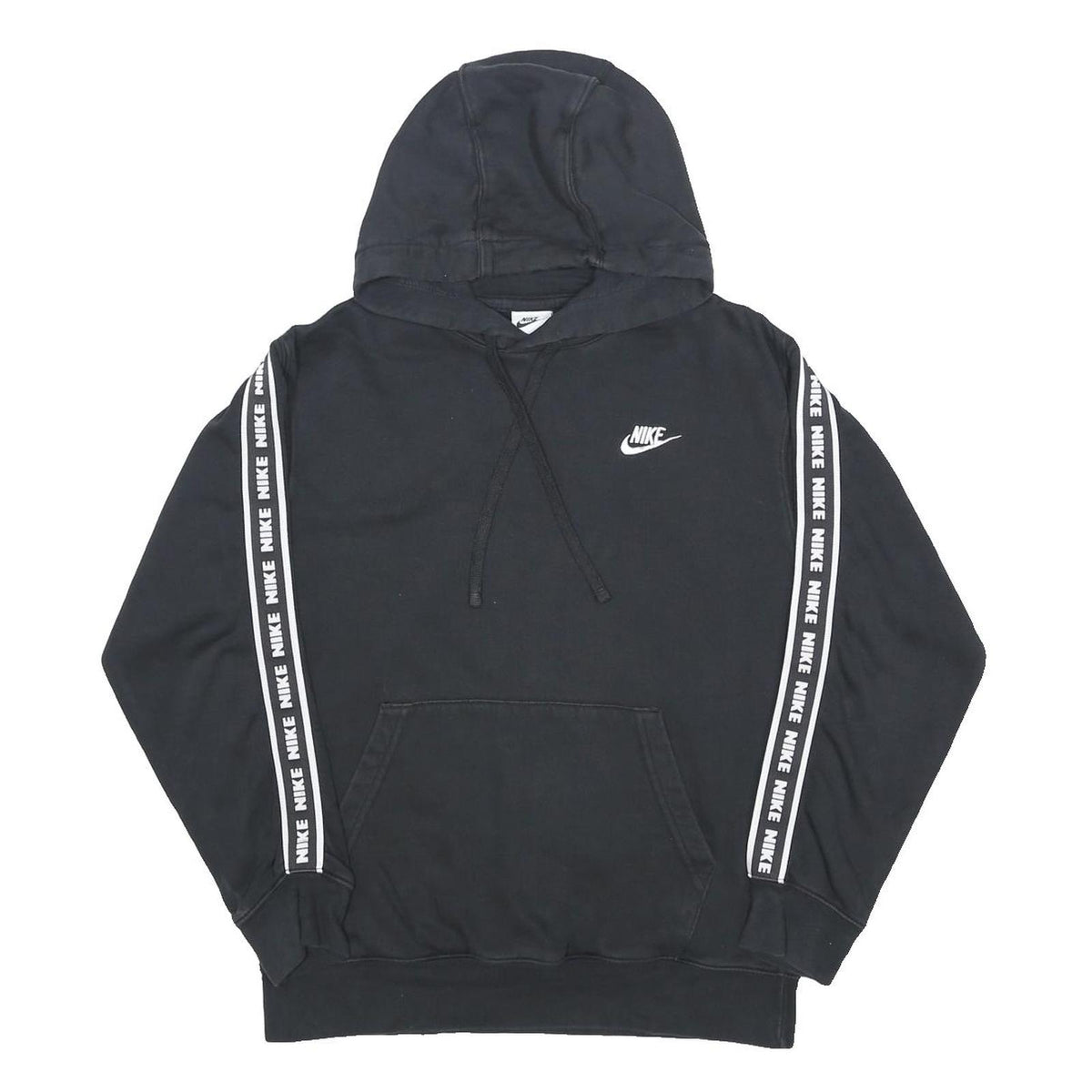 NIKE Womens Black & White Hoodie Pullover S Nike Logo Tape Sleeve