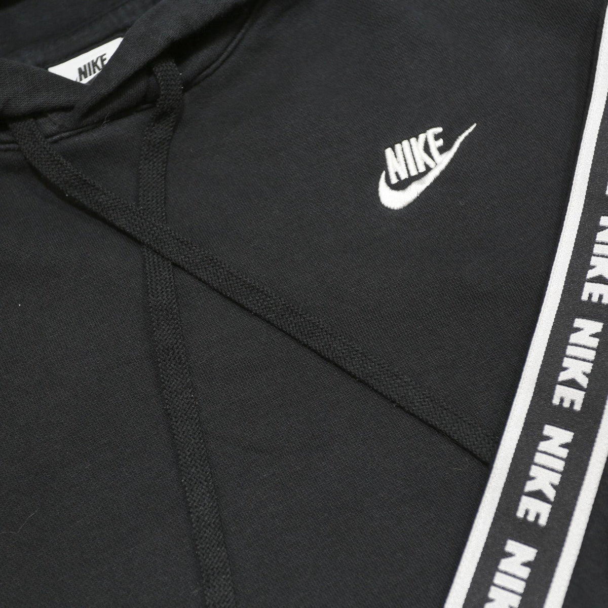 NIKE Womens Black & White Hoodie Pullover S Nike Logo Tape Sleeve