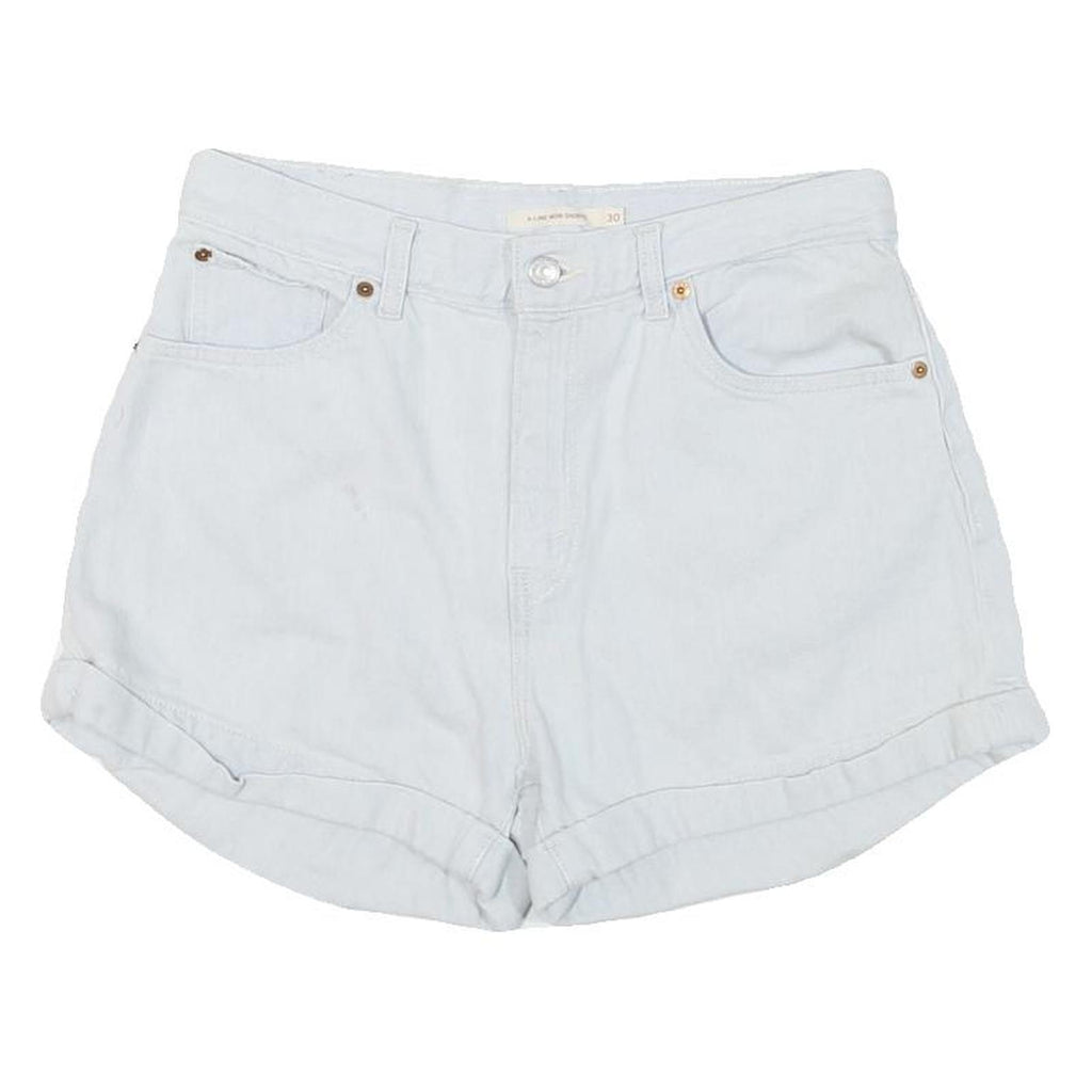 LEVI'S Womens Shorts White Denim Casual L W30 Classic Fit Roll Hem