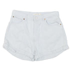 LEVI'S Womens Shorts White Denim Casual L W30 Classic Fit Roll Hem