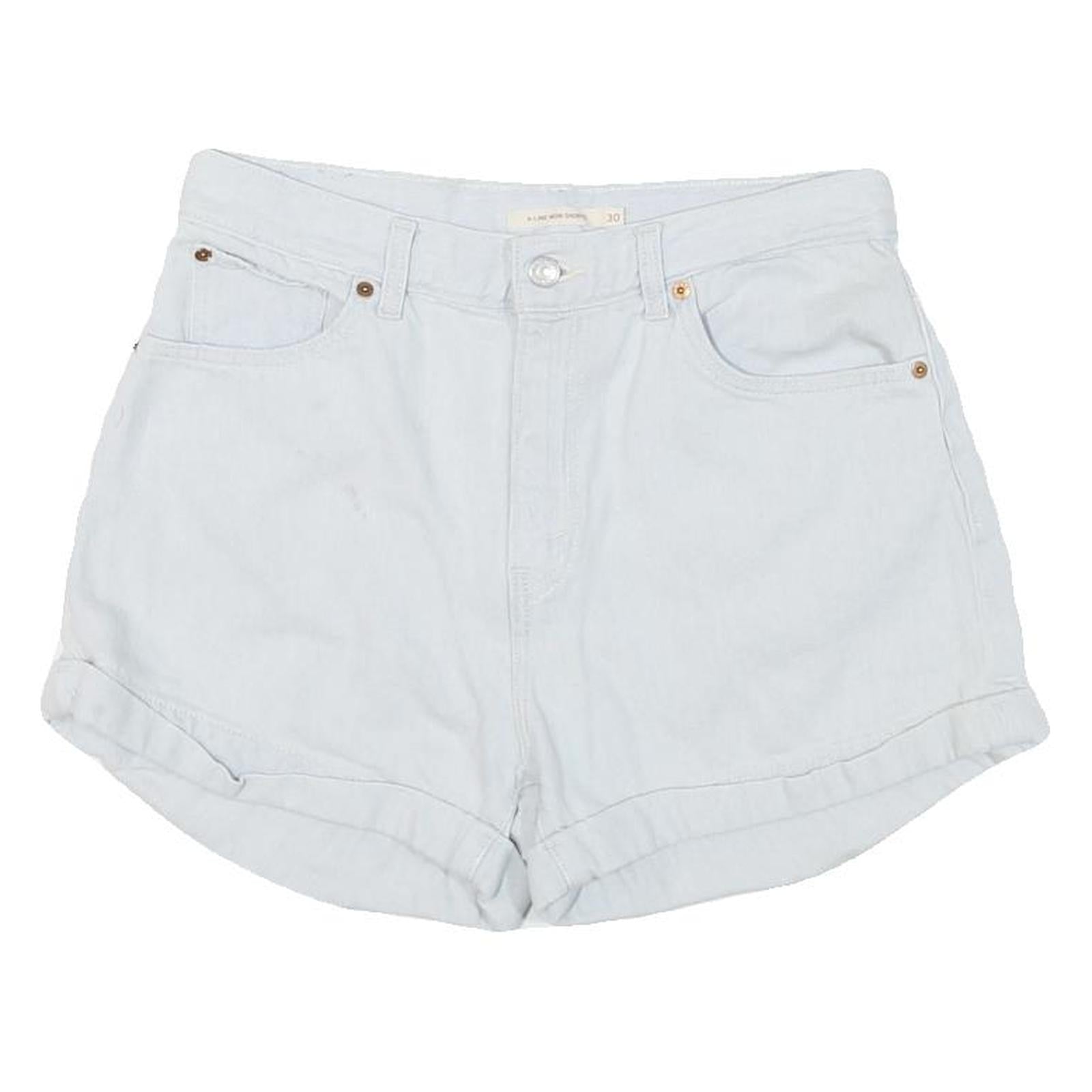 LEVI'S Womens Shorts White Denim Casual L W30 Classic Fit Roll Hem