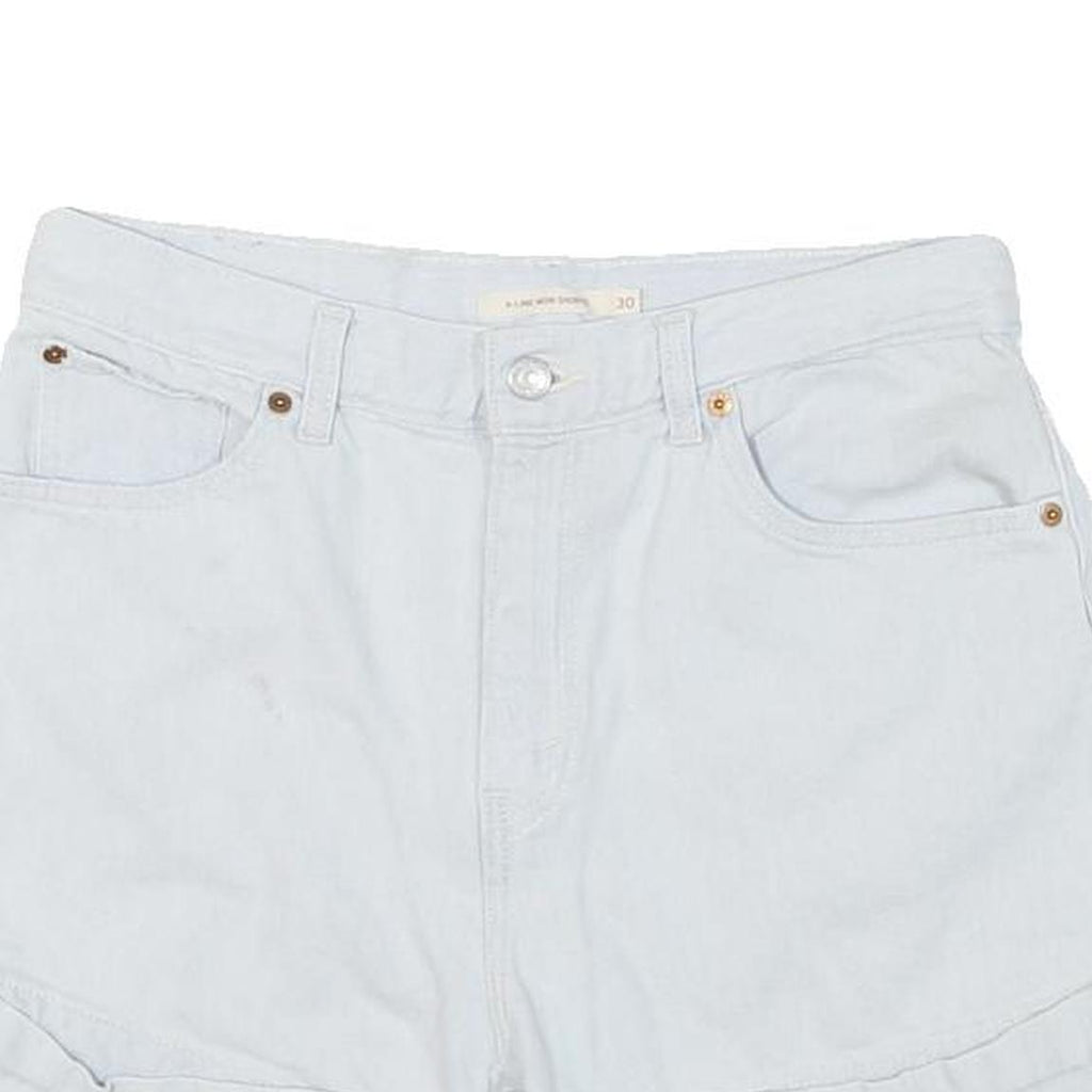 LEVI'S Womens Shorts White Denim Casual L W30 Classic Fit Roll Hem