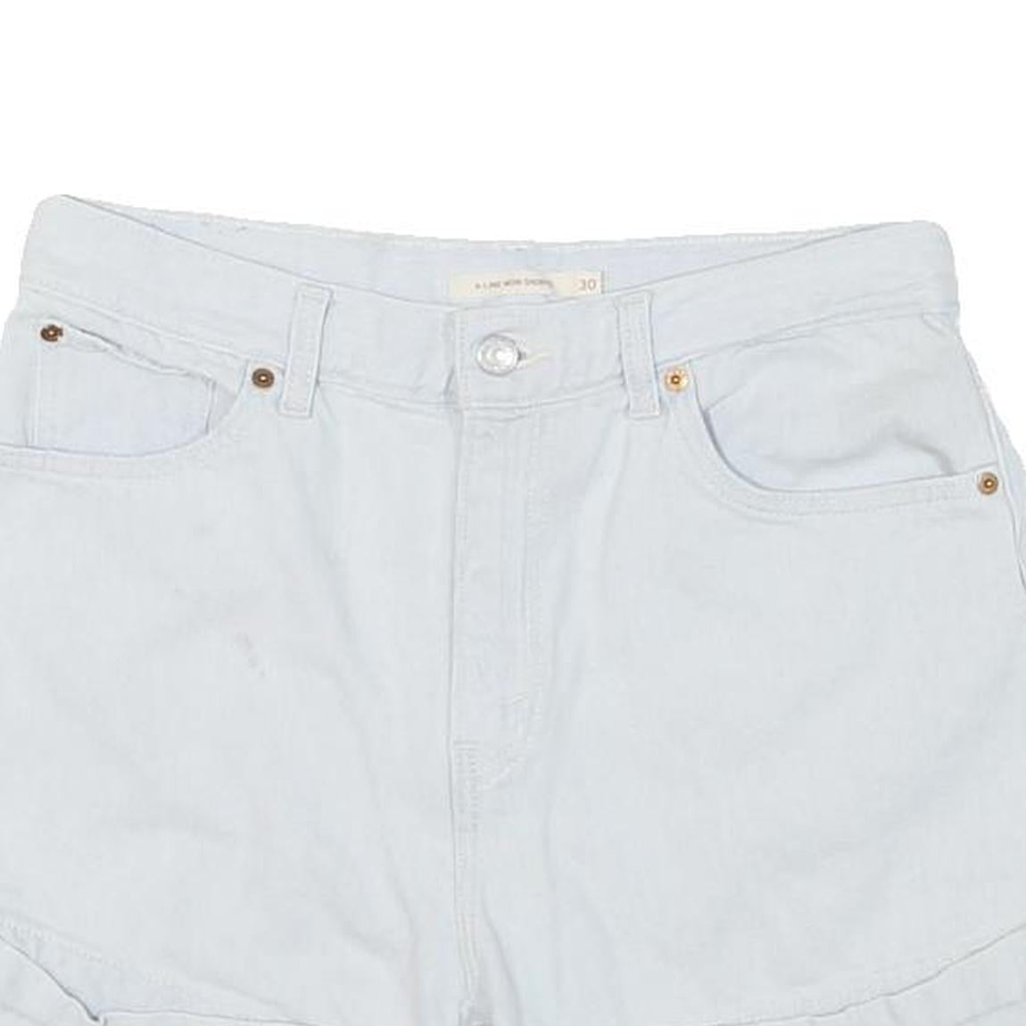 LEVI'S Womens Shorts White Denim Casual L W30 Classic Fit Roll Hem