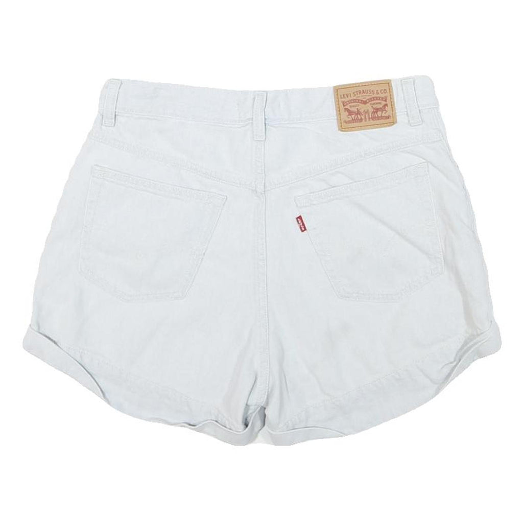 LEVI'S Womens Shorts White Denim Casual L W30 Classic Fit Roll Hem