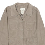 LL BEAN Womens Beige Cotton Blend Button Jacket M Casual Workwear Outerwear