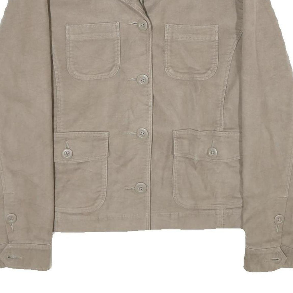 LL BEAN Womens Beige Cotton Blend Button Jacket M Casual Workwear Outerwear