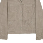 LL BEAN Womens Beige Cotton Blend Button Jacket M Casual Workwear Outerwear