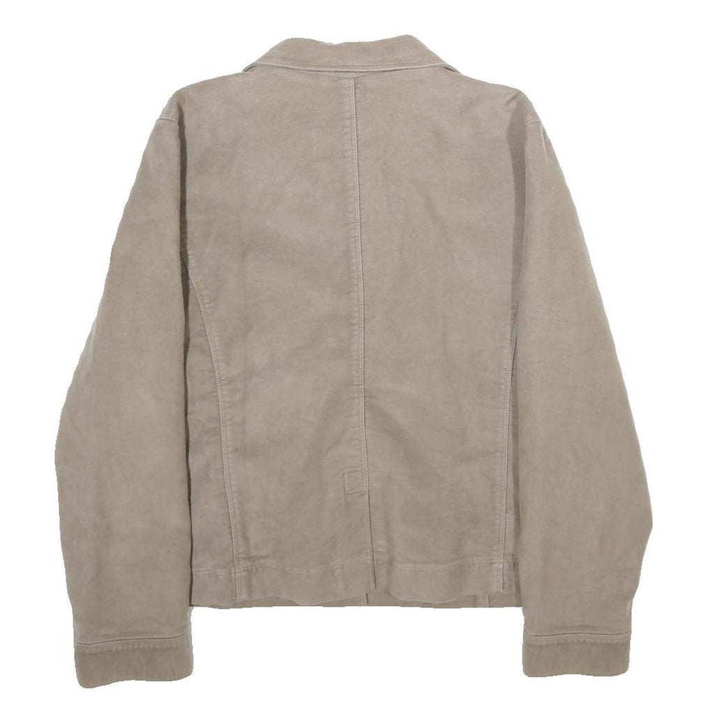 LL BEAN Womens Beige Cotton Blend Button Jacket M Casual Workwear Outerwear