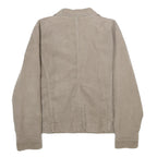 LL BEAN Womens Beige Cotton Blend Button Jacket M Casual Workwear Outerwear